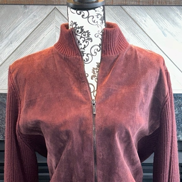Valerie Seperates Jackets & Blazers - VALERIE SEPARATES  Purple-ish Colored Leather and Merino Wool sweater jacket  XL